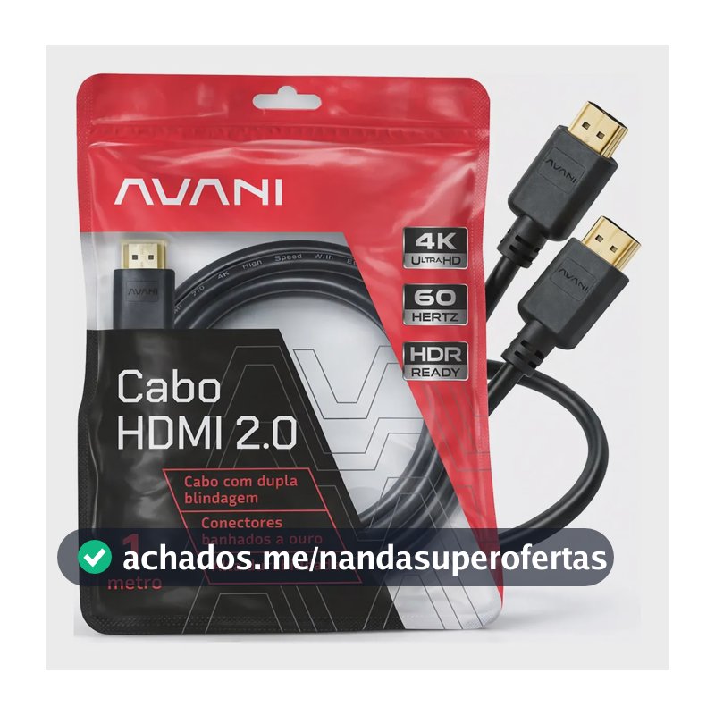 Cabo HDMI 1m Reforçado Dupla Blindagem Alta Durabilidade Versão 2.0 4K Ultra HD HDR ARC CEC Ethernet Conector Banhado a Ouro 1 metro