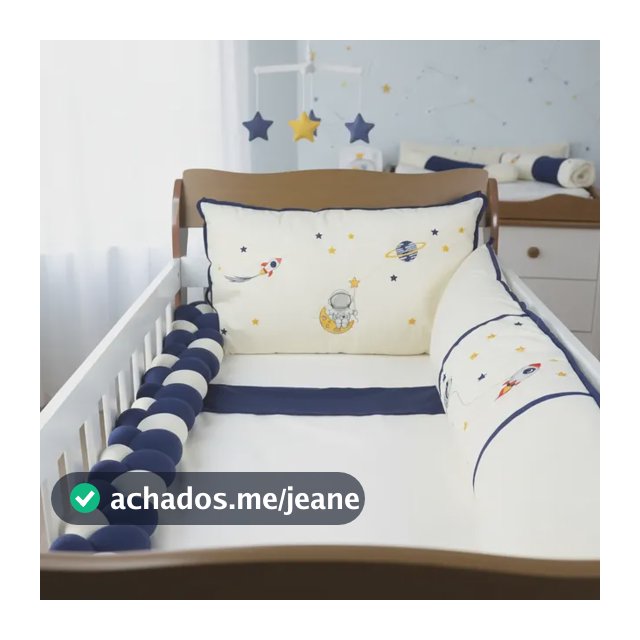Kit Protetor Berço Americano Algodão Menino Menina Padrão Kit Berço Astronauta Astronauta Azul Marinho