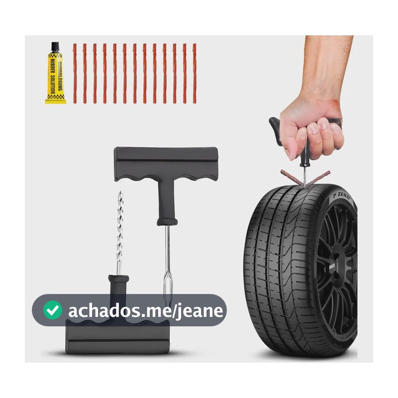 Kit Reparo Pneu Remendo Profissional Carro Moto +15 Macarrão