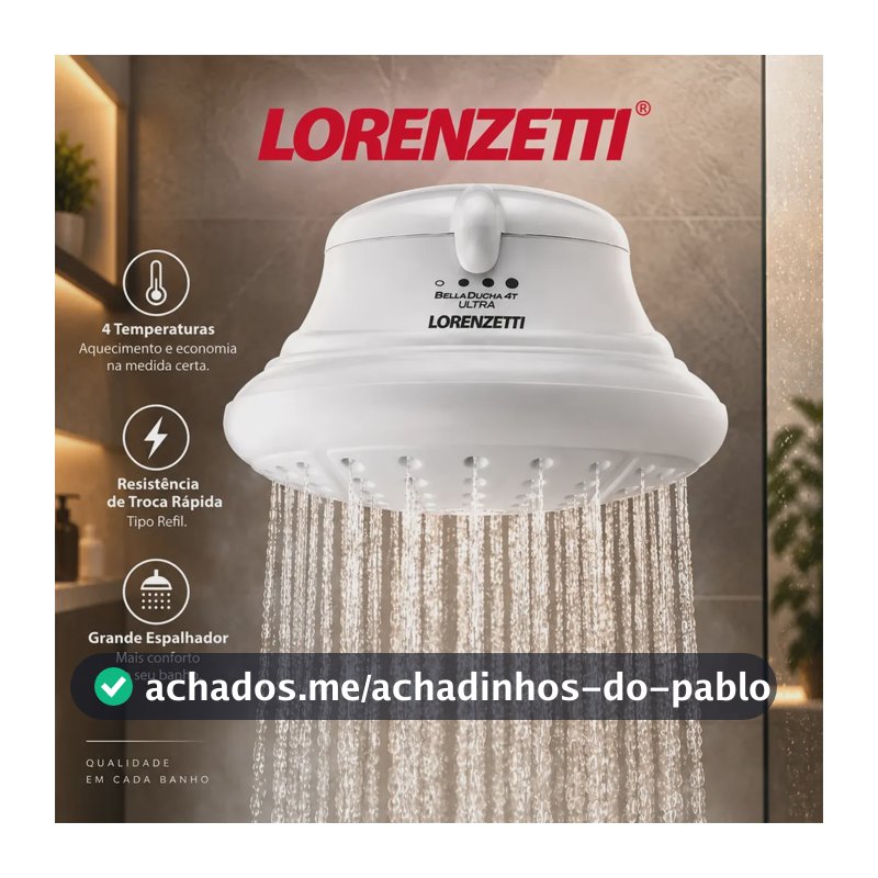Chuveiro Lorenzetti Bella Ducha 4T Ultra para Parede