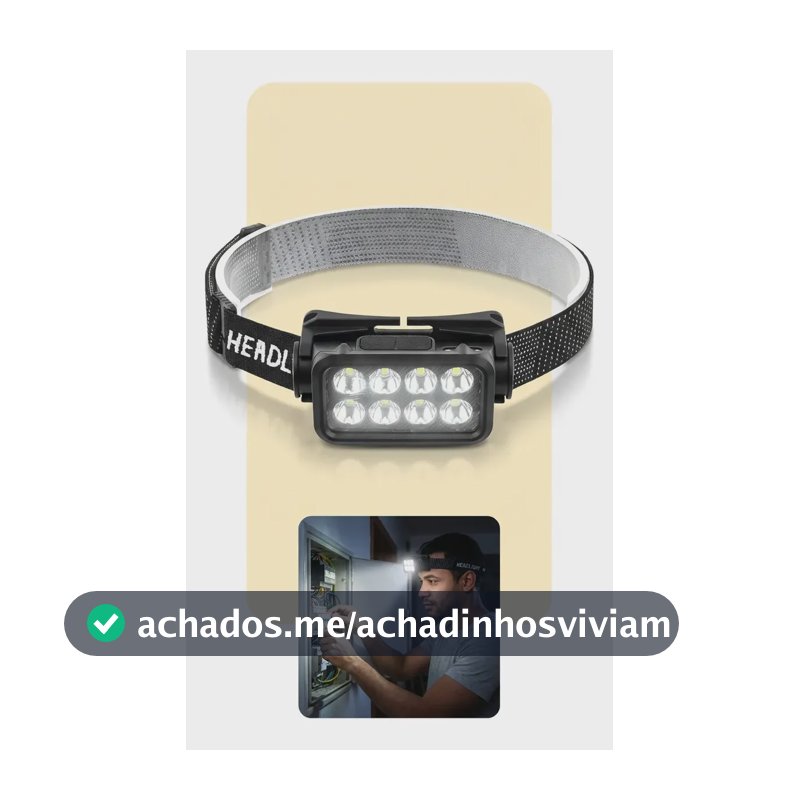 Lanterna Cabeça Tática Recarregável Usb Bomvink Led 300lm Se Branco Preto