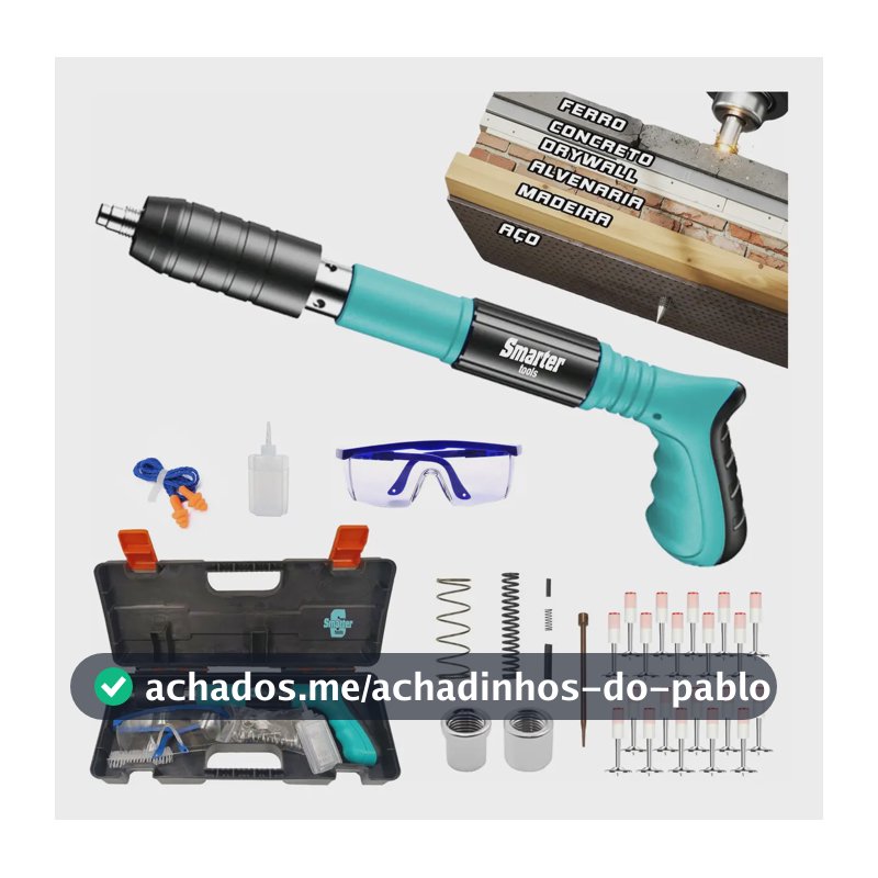Pistola Fixação Finca Pino Ação Direta Pregos Epi Maleta Pinador Pregador Grampeador Rebitador De Prego Pressão Manual Ferramenta Para Drywal Gesso Concreto Aço Parede Forro PVC Grampo Smarter Tools