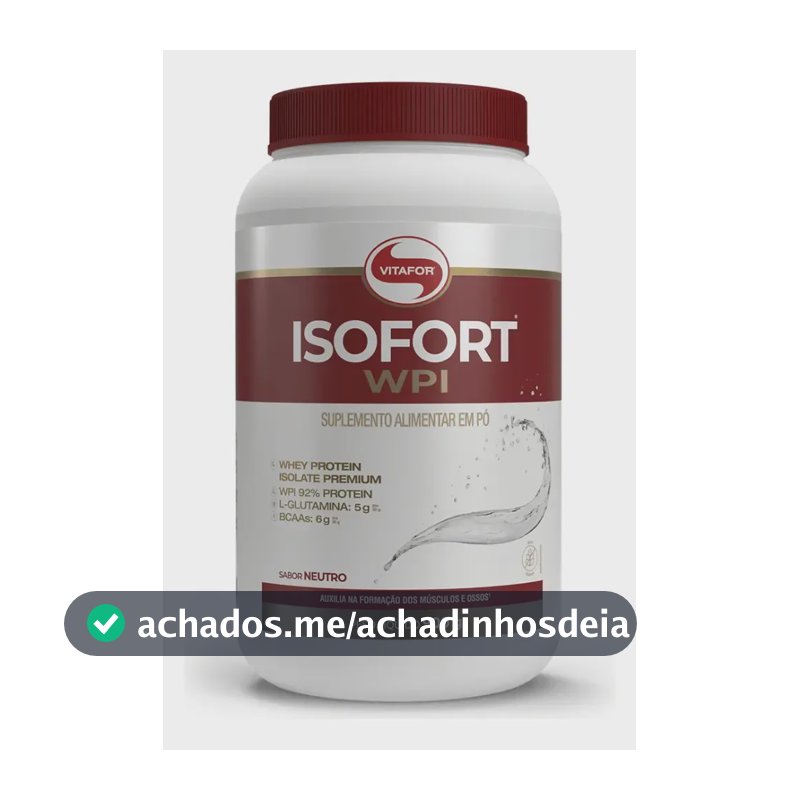 Whey Protein Isolado Isofort Neutro Pote 900g Vitafor