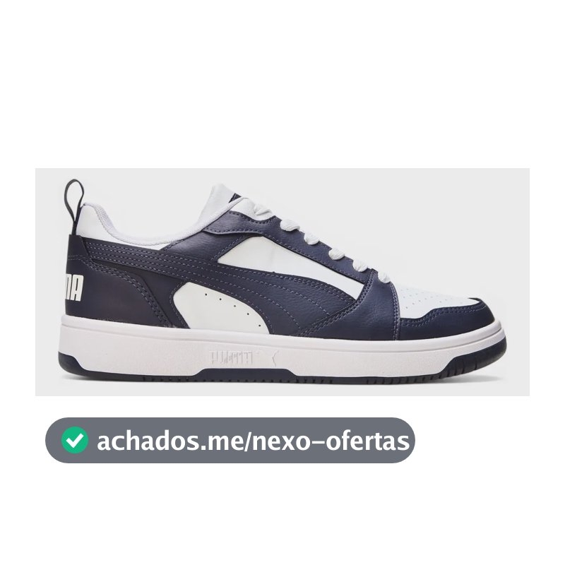 Tênis Casual Masculino Rebound V6 Low Puma Puma White-new Navy Liso 40 Br