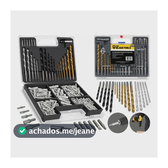 Kit Jogo De Ferramentas Multiuso 300 Peças Com Maleta Brocas Bits e Buchas TMM300 - The Black Tools