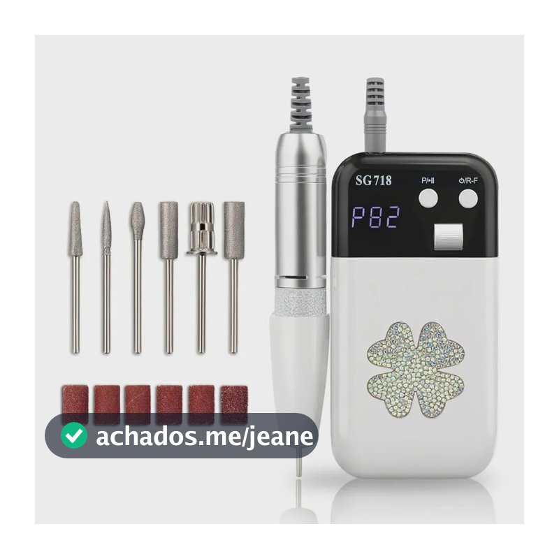 Lixadeira De Unhas Elétrica Portátil Motor Nail Drill 45000rpm Branco Rosa