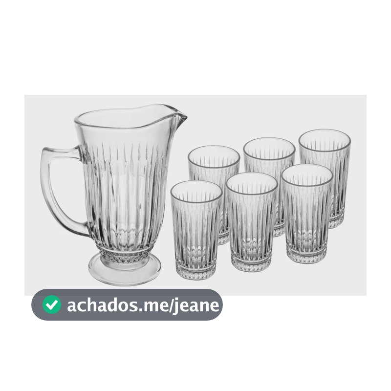 Jarra Com 6 Copos Lyor Deli Diamante De Vidro 1l/300ml