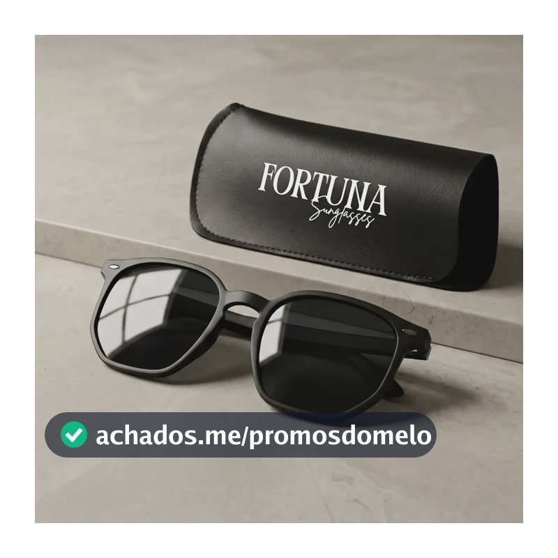 Óculos De Sol Hexagonal Masculino Premium Uv400 Flexivel Preto