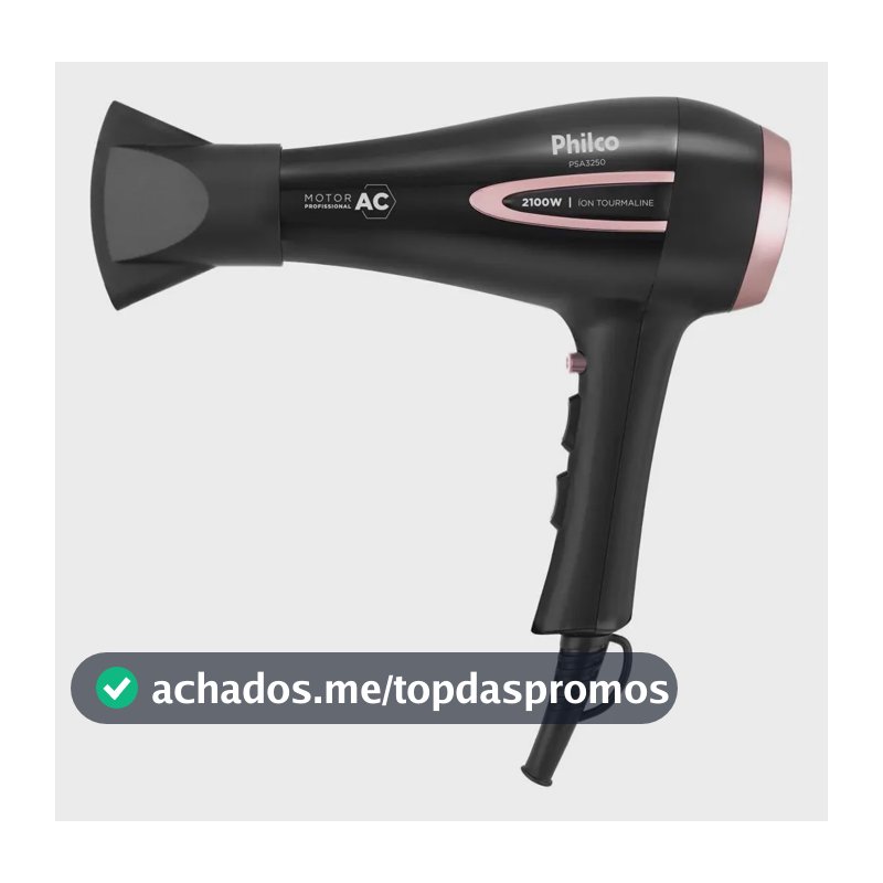 Secador De Cabelos Philco Psa3250 Íons Tourmaline 2100w Cor Preto