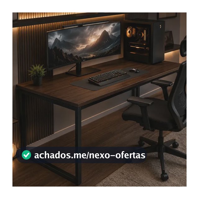 Mesa Gamer Industrial 150cm Para Pc E Home Office Pés De Aço Nogal