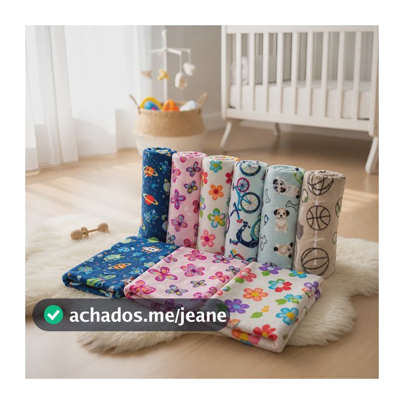 Kit 3 Cobertor Bebê Soft Microfibra Manta Estampadas 85x85cm Estampado Menino