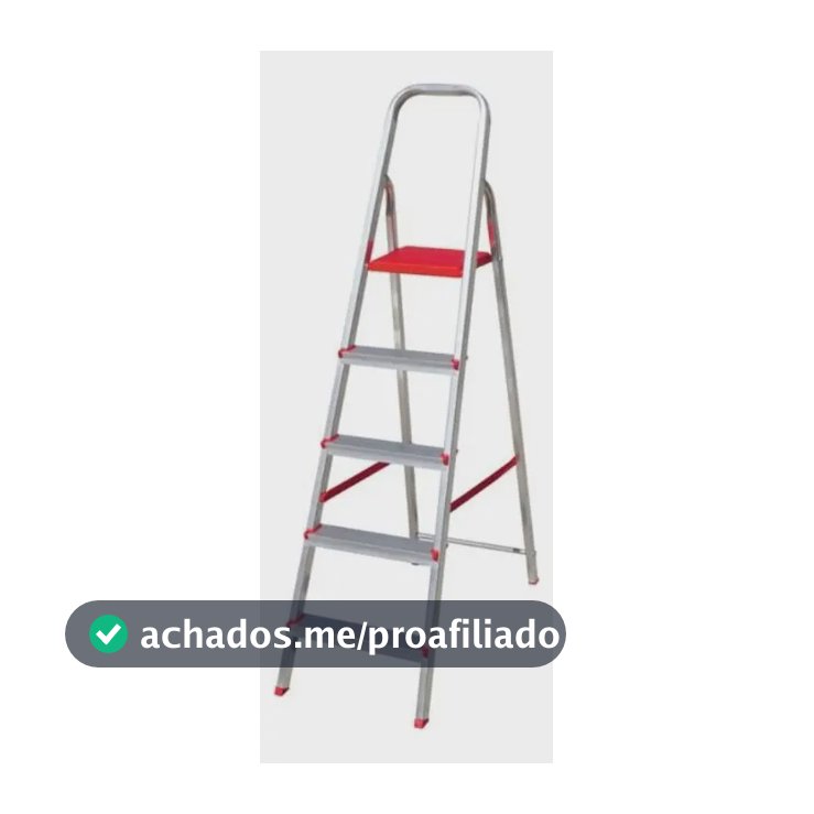Escada 5 Degraus Botafogo Lar & Lazer Metal 120kg Reforçada Cinza/vermelho Cinza E Vermelho