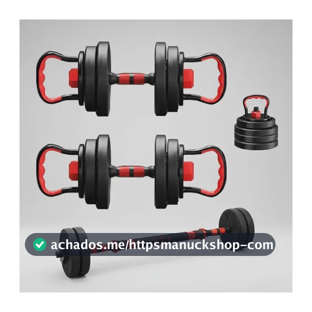 Kit Halteres 6 Em 1 Peso Musculação 15kg Ajustável Halter Preto-vermelho
