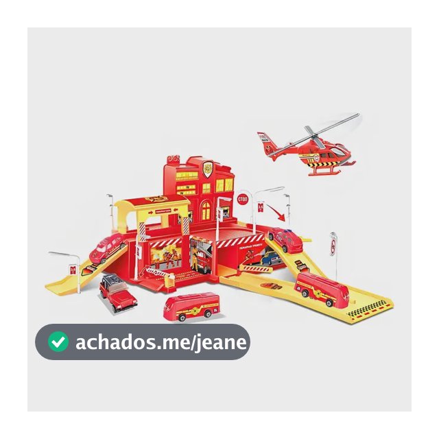Pista De Carrinhos Infantil Bombeiro Com 5 Veículos E Acessórios Maxi Toys Vermelho