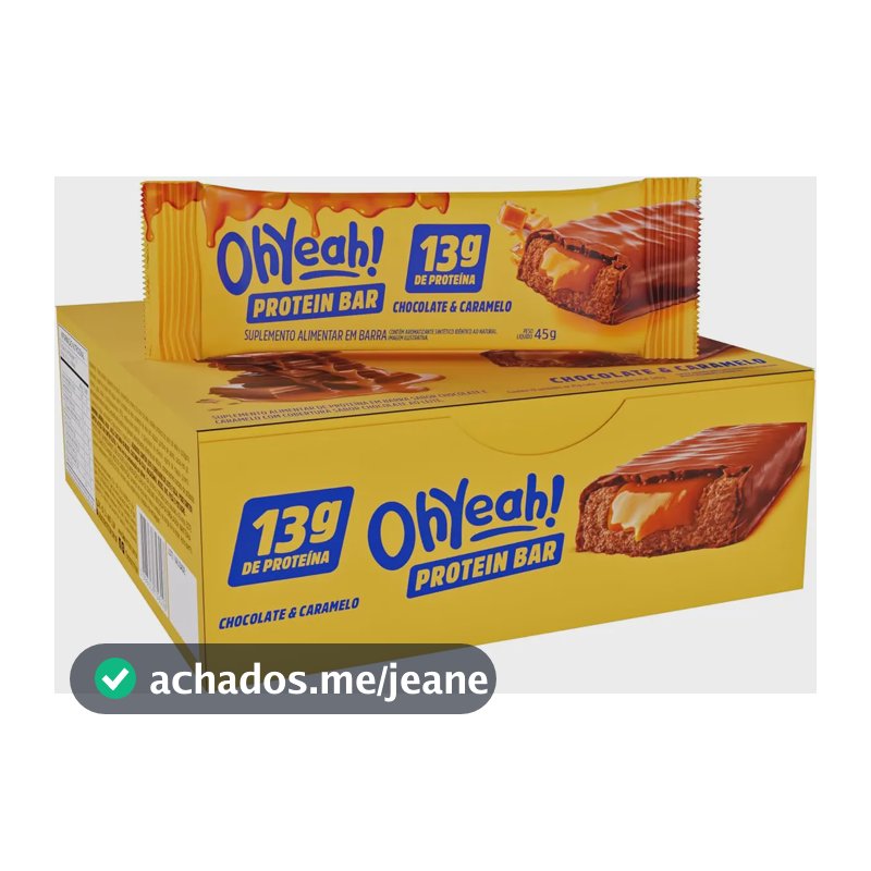 12 Barras Do Oh Yeah! Protein Bar 45g - Sabor Chocolate Com Caramelo Com 13g De Proteína Por Barra