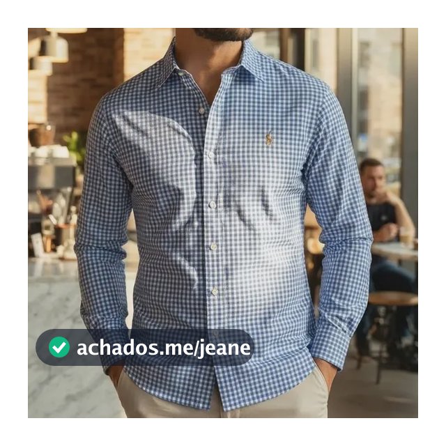 Camisa Social Ralph Xadrez Masculina Custom Fit