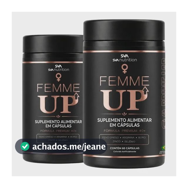 Kit 2 Femme Up Testo Fórmula Mulher 40+ Feno Grego Vitaminas Sem Sabor