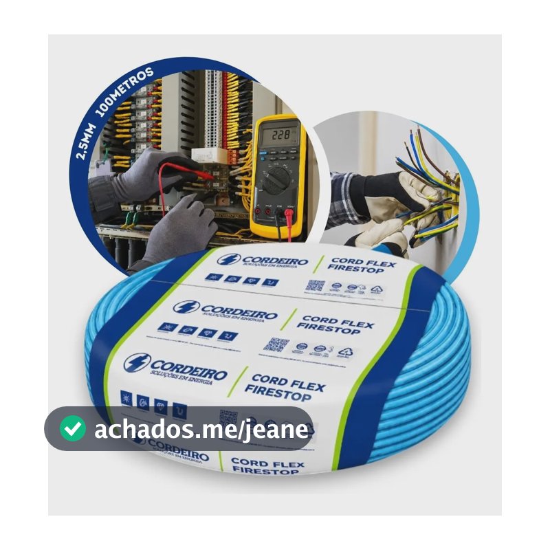 Cabo Elétricos 750v Rolo Flexível 100m Fios 2,5mm Construção Azul