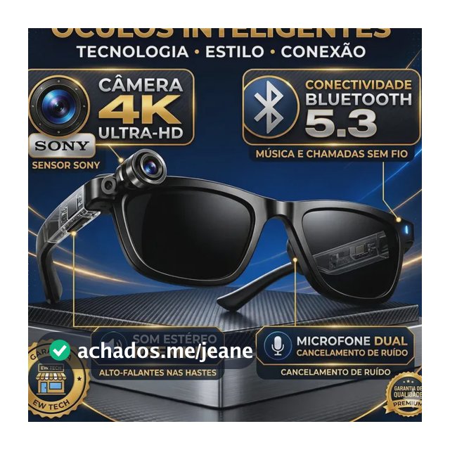 Oculos Inteligente Microwear W AI 3 com Câmera 4K e Kit 3 Lentes Intercambiáveis