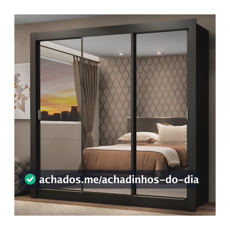 Guarda Roupa Casal Mônaco Madesa 3 Portas Correr De Esp P Cor Preto