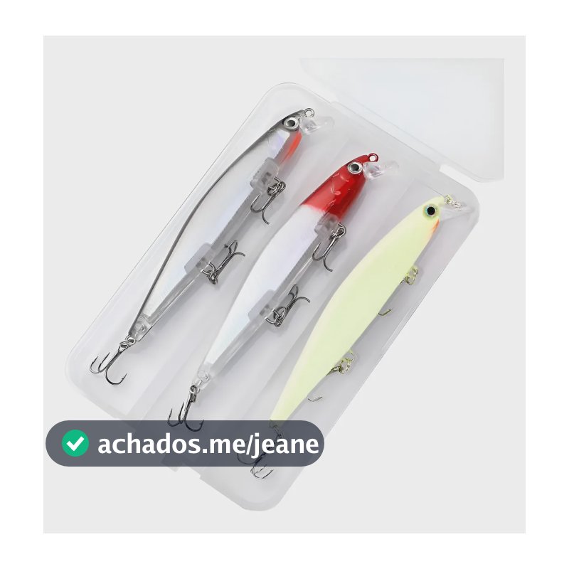 Kit 3 Isca Artificial Fundo Minnow Com 3 Ganchos P/ Tucunaré Conforme As Fotos