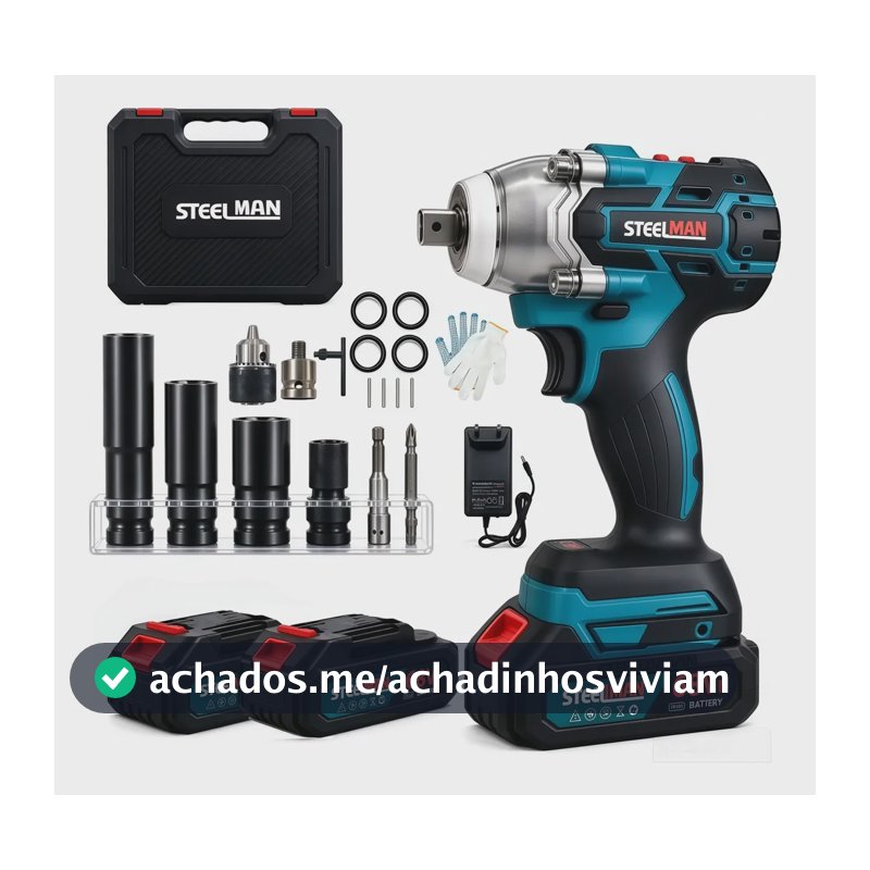 Chave De Impacto Elétrica 68vf/98vf Brushless Kit 68vf Kit Com 2 Baterias De Lítio