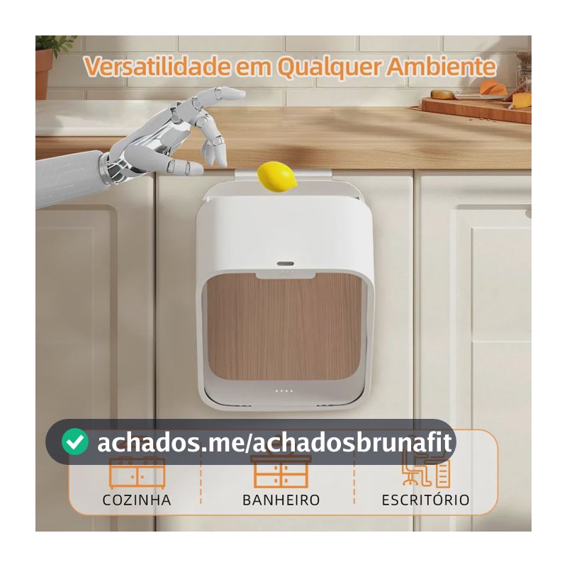 Lixeira De Parede Cozinha Banheiro Vie Idéale Cor Marrom-claro Lixeira Suspensa Manual Tampa Basculante Lixeira Cozinha Resíduos Orgânicos Compacta Estilo Madeira Porta Armário Sem Furo