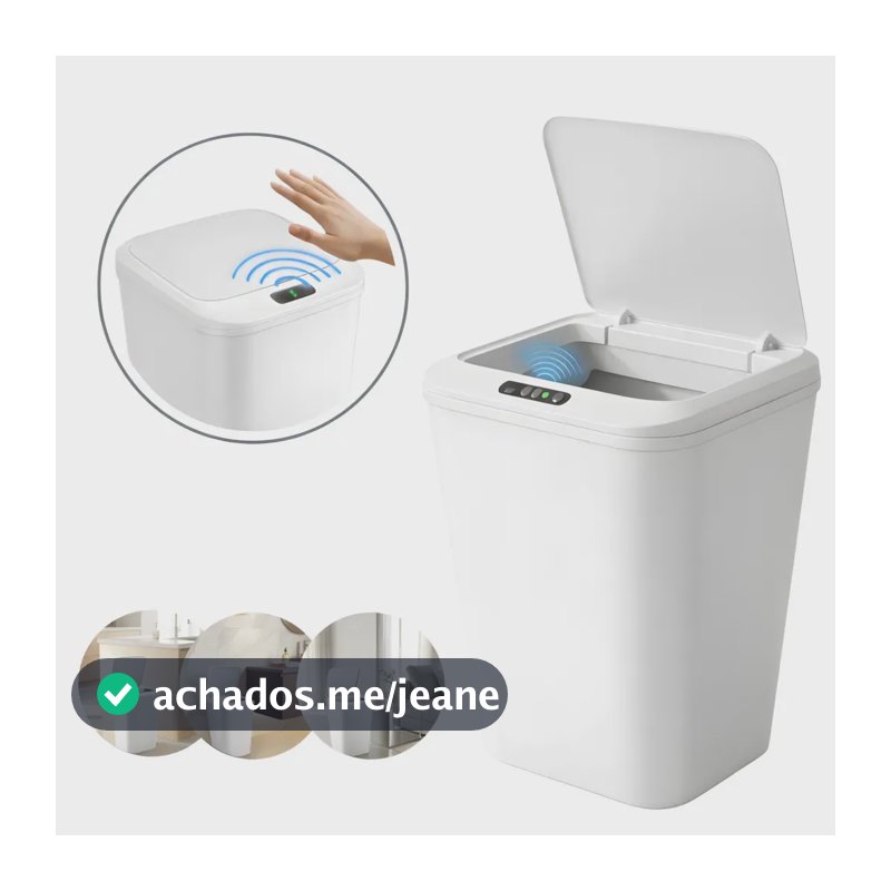 Lixeira De Sensor Cor Branco Recarregável Proximidade Moderna Sala Cozinha Banheiro Escritório