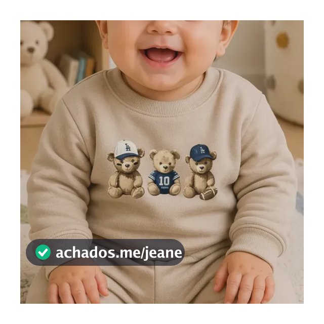 Conjunto Infantil Moletom Bebê Ursinhos Bege Menino Algodão