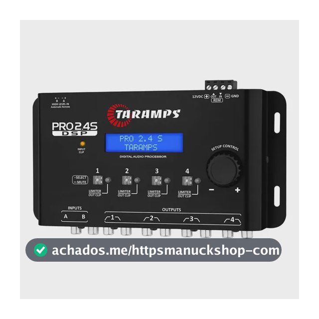 Processador de Áudio Digital Taramps Pro 2.4S para Som Automotivo com Crossover e Equalizador 15 Bandas