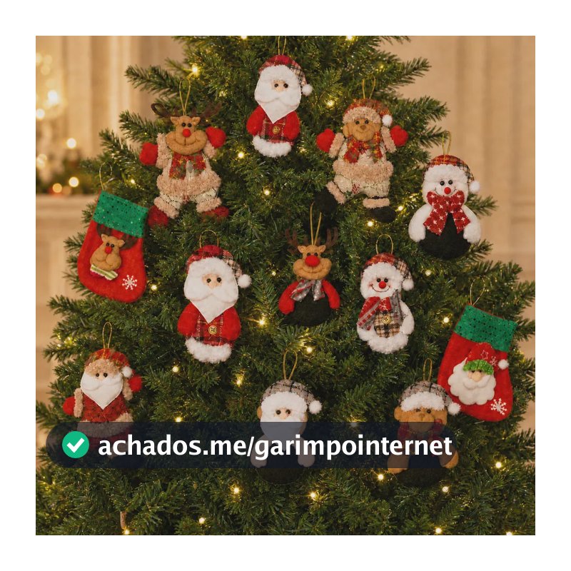 Kit 12 Bonecos Natalinos Enfeites Pendentes Papai Noel Urso Meia Decoração Árvore De Natal