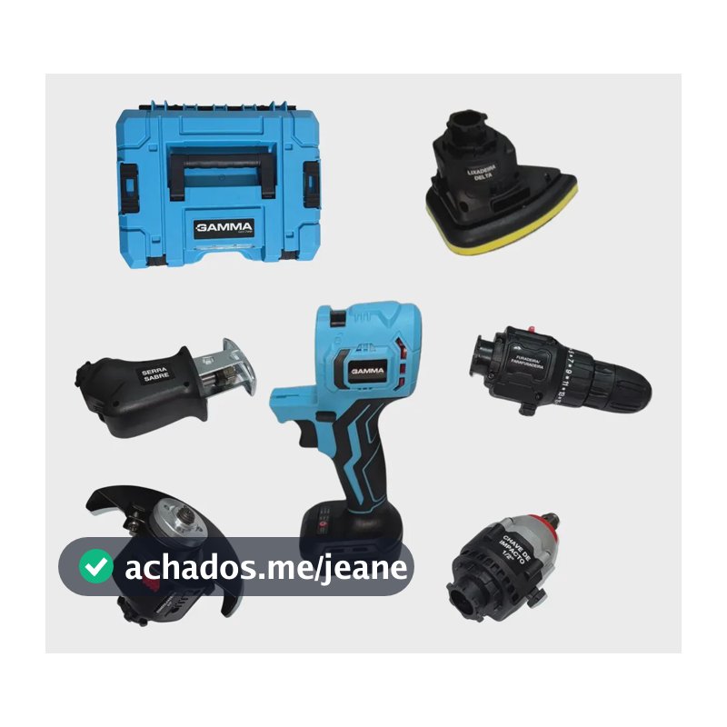 Kit Multifuncional Gamma 21v Brushless Parafusar Cortar Lixa