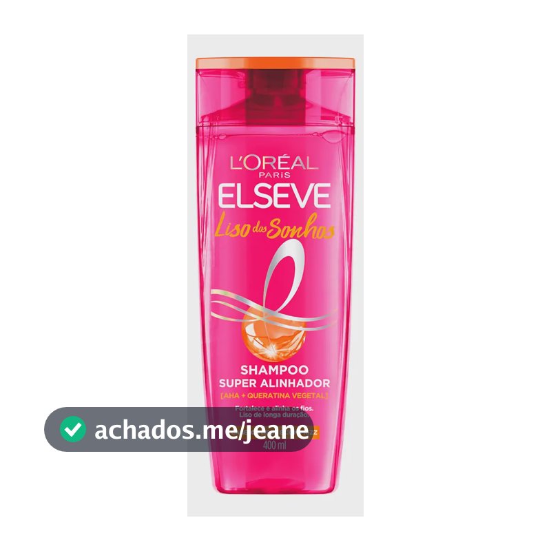 L'Oréal Paris Elseve Liso dos Sonhos Shampoo Super Alinhador, com Queratina Vegetal e AHA, Alinhamento Capilar em Casa, Controle de Frizz e Liso de Longa Duração, 400ml
