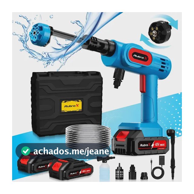 Lavadora Portátil Sem Fio Rubrox 300w 2 Baterias Maleta