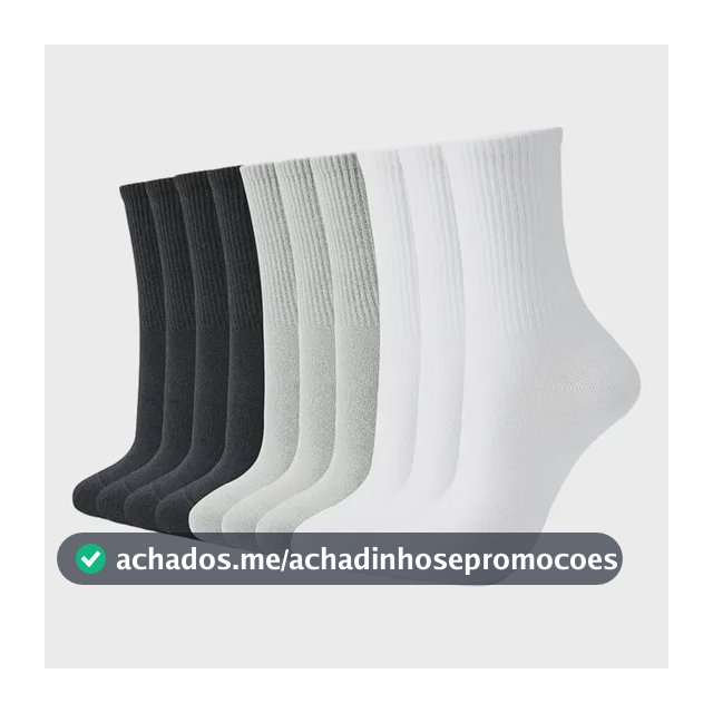 Kit 12 Pares Meia Cano Medio Academia Alto Longo Sport Cores Mista Masculina Liso 40-46 Cano Médio
