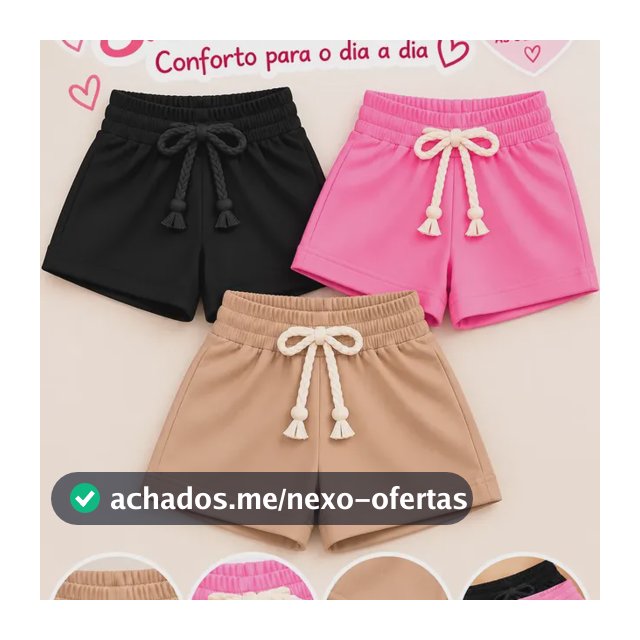 Kit 3 Shorts Infantil Menina Juvenil Verão Básico Liso