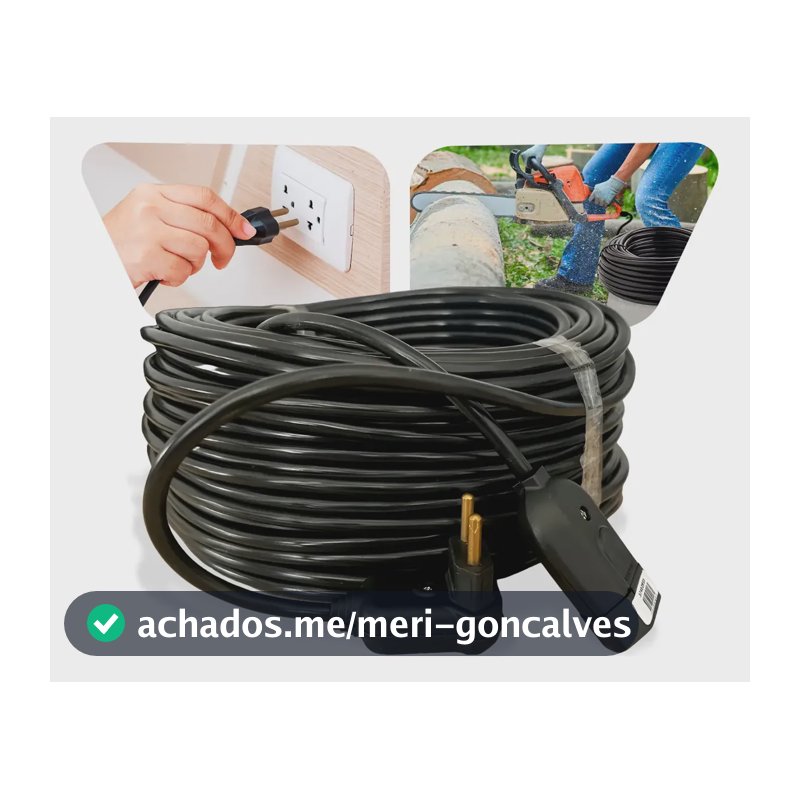 Extensao Eletrica 10m Reforçada Profissional 10/20a Preto Preto 127/220v