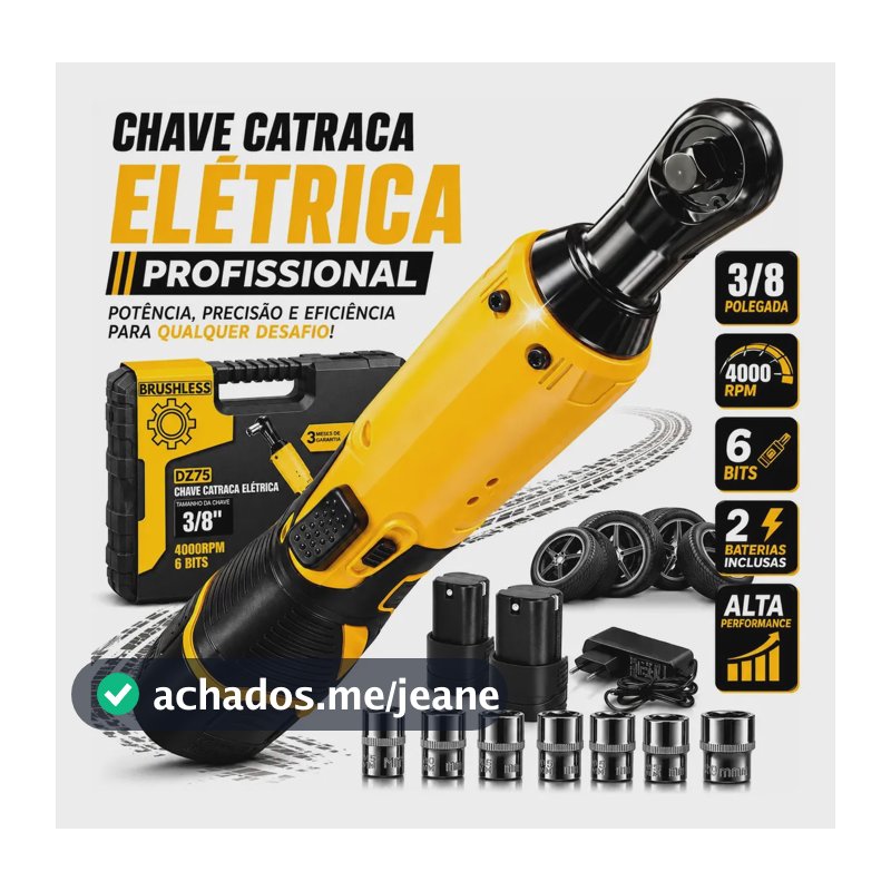 Chave Catraca Elétrica 3/8 Brushless 80nm 12v 2 Baterias 2ah Led Profissional Soquetes Automotiva Oficina Mecânico Industrial Torque Alto Compacta Portátil Potente Sem Fio