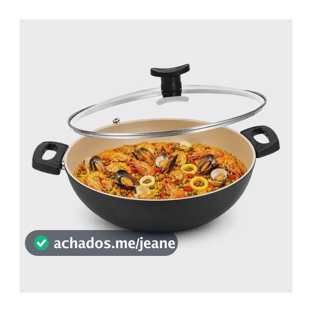 Wok 30 Frigideira Grande Panela Caçarola Teflon Antiaderente