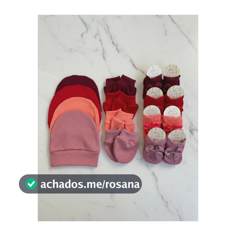 Kit 4 Luvas 4 Toucas 4 Sapatinhos Bebê Rn Feminino Escuro Vermelho Marsala Salmão Rosa Seco 0-2 M