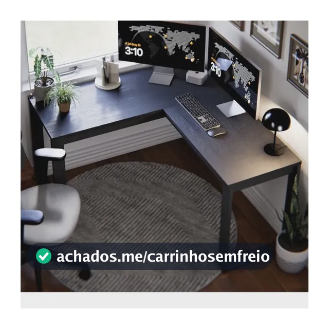 Escrivaninha Industrial Em L Berlim Mesa Escritório Home Office Para Estudo De Canto Em MDF Cor Preto