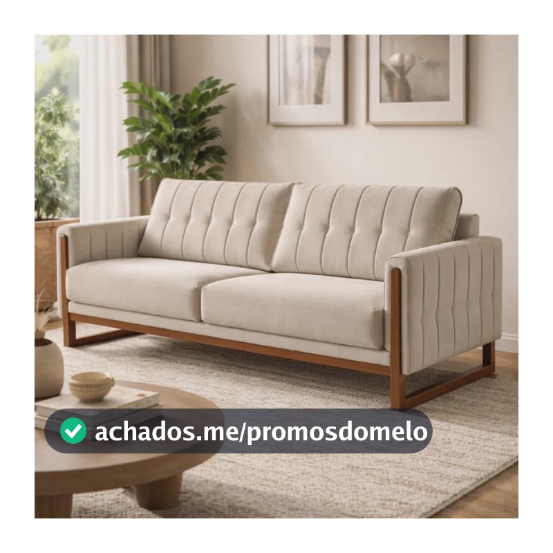 Sofá Living Lottus Estofados Retrô 170mt 3lug Linho Luxo Mad Bege Linho Bege