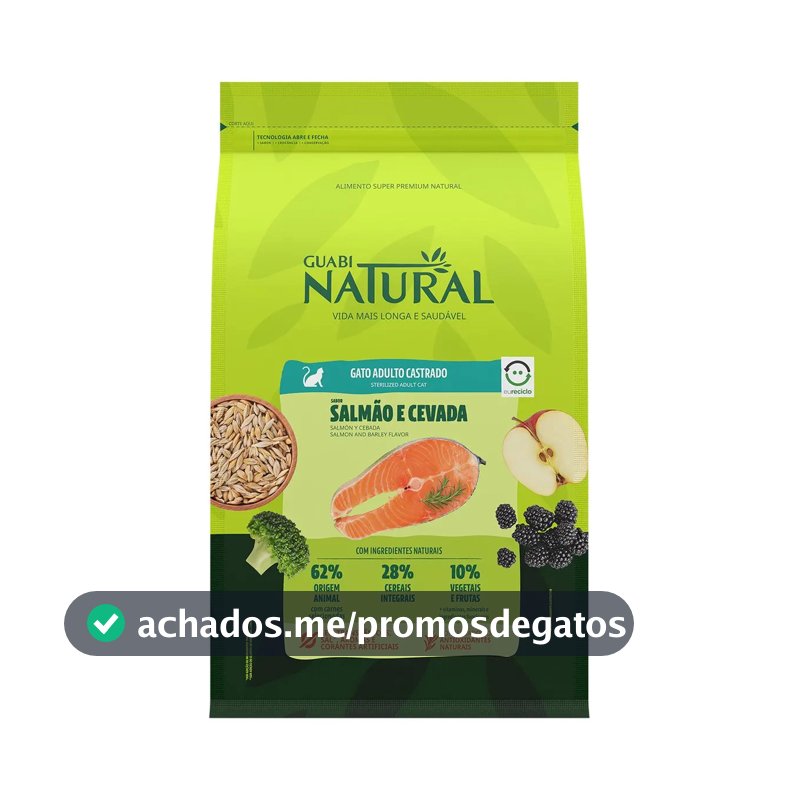 Ração Natural Gato Adulto Castrado Sabor Salmão e Cevada 7.5kg