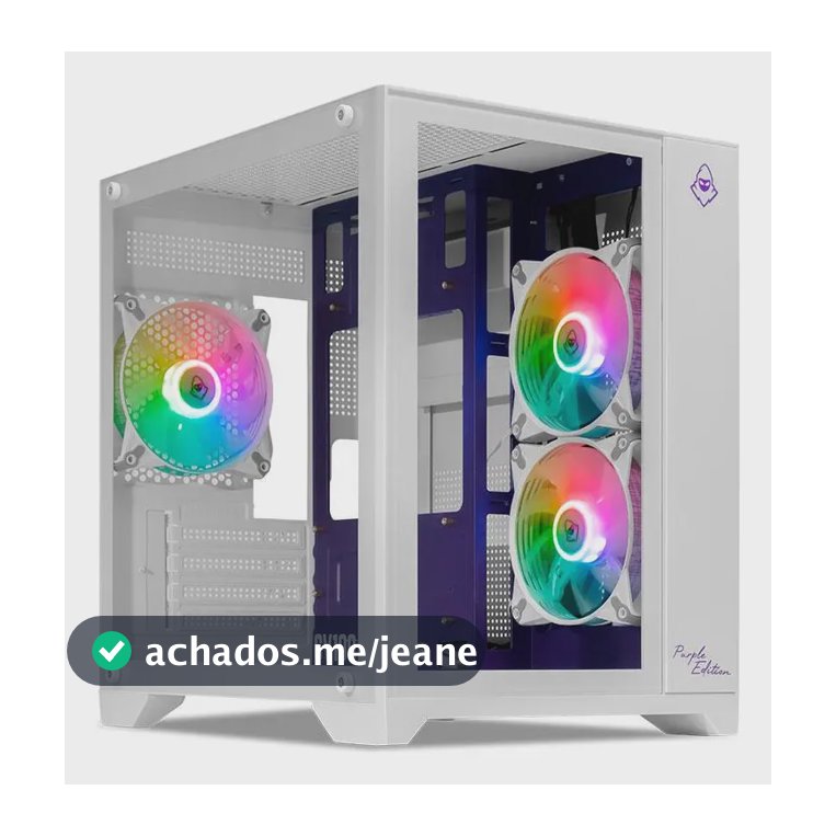Gabinete Gamer Mancer CV100 Purple Edition, Mid-Tower, Lateral De Vidro, Com 3 Fans, Branco, Rainbow
