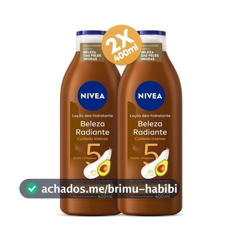 Kit Loção Deo Hidratante Beleza Radiante Cuidado Intenso 2 undiades com 400ml cada Nivea