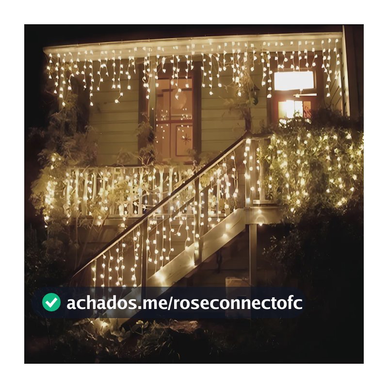 Cascata 400 Leds 10 Metros Luz Branca Quente - Fixo