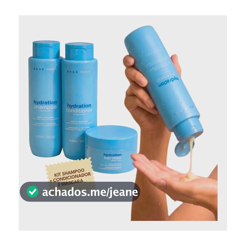 Kit Braé Hydration Shampoo Condicionador Mascara Hidratação