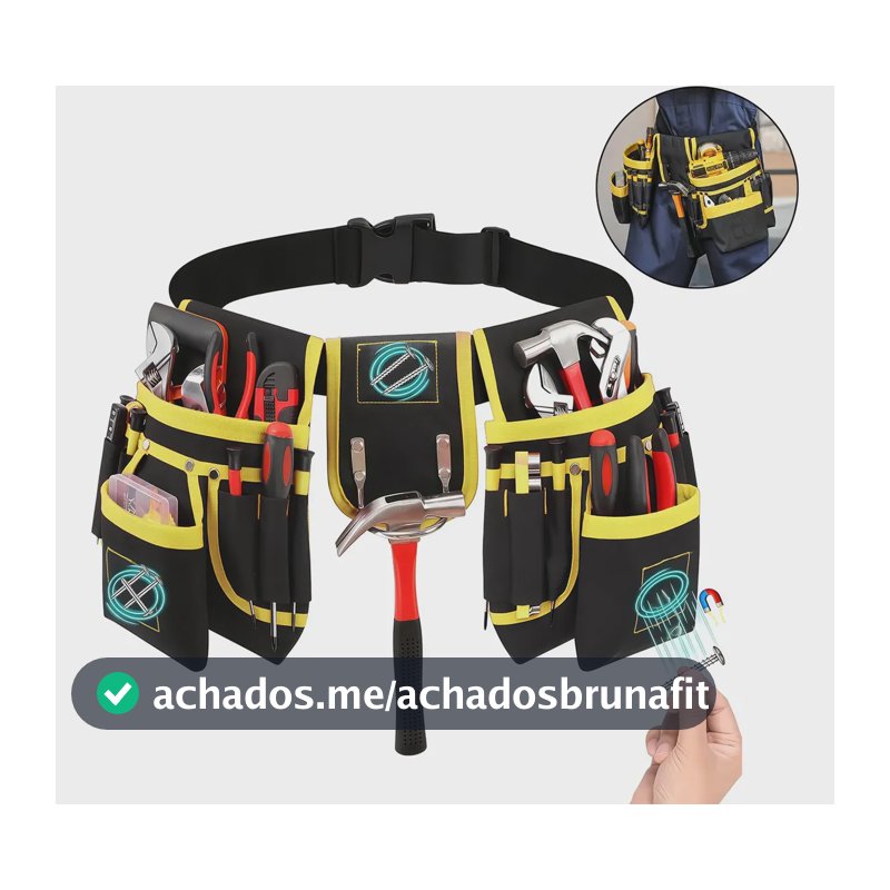 Cinturão Carpinteiro Pedreiro Eletricista Bolsa Multifuncion Amarelo