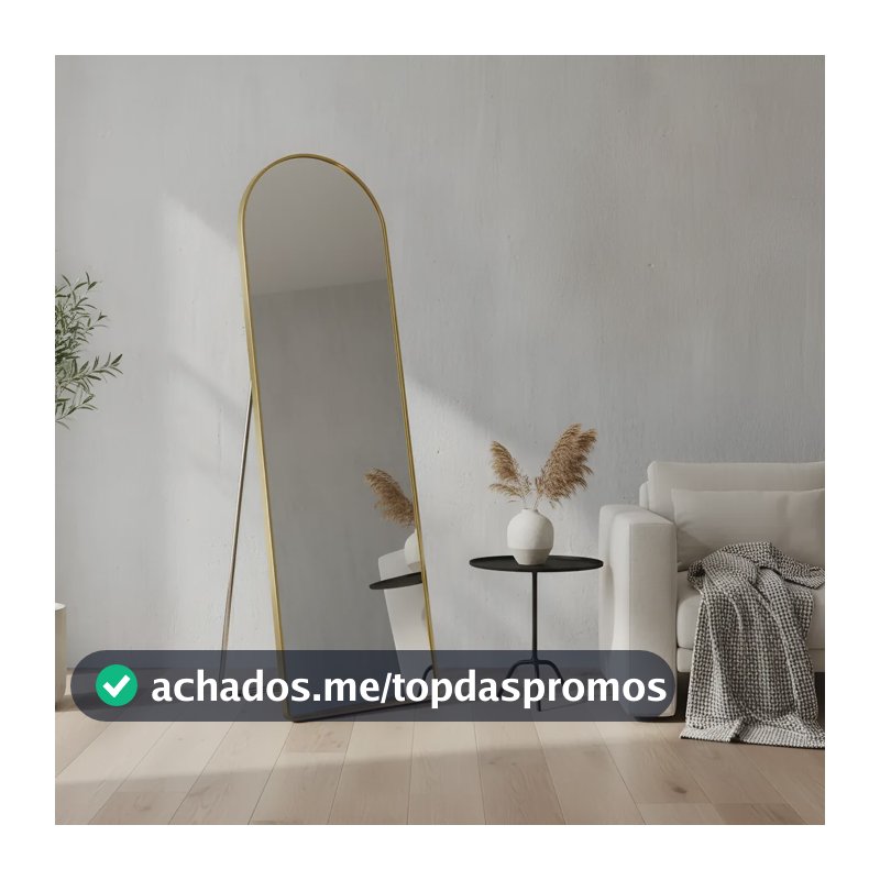 Espelho Corpo Inteiro 120x40 Decorativo Apoio Chão E Parede Dourado
