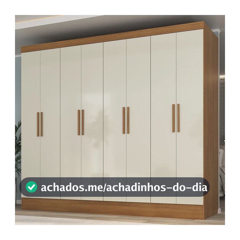 Guarda Roupa Casal 8 Portas 4 Gavetas Jatobá Yescasa Cinamomo/off White